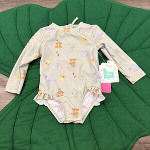 Disney Baby Winnie the Pooh Baby Girl 9M Long Sleeve Rashguard One Piece Swim